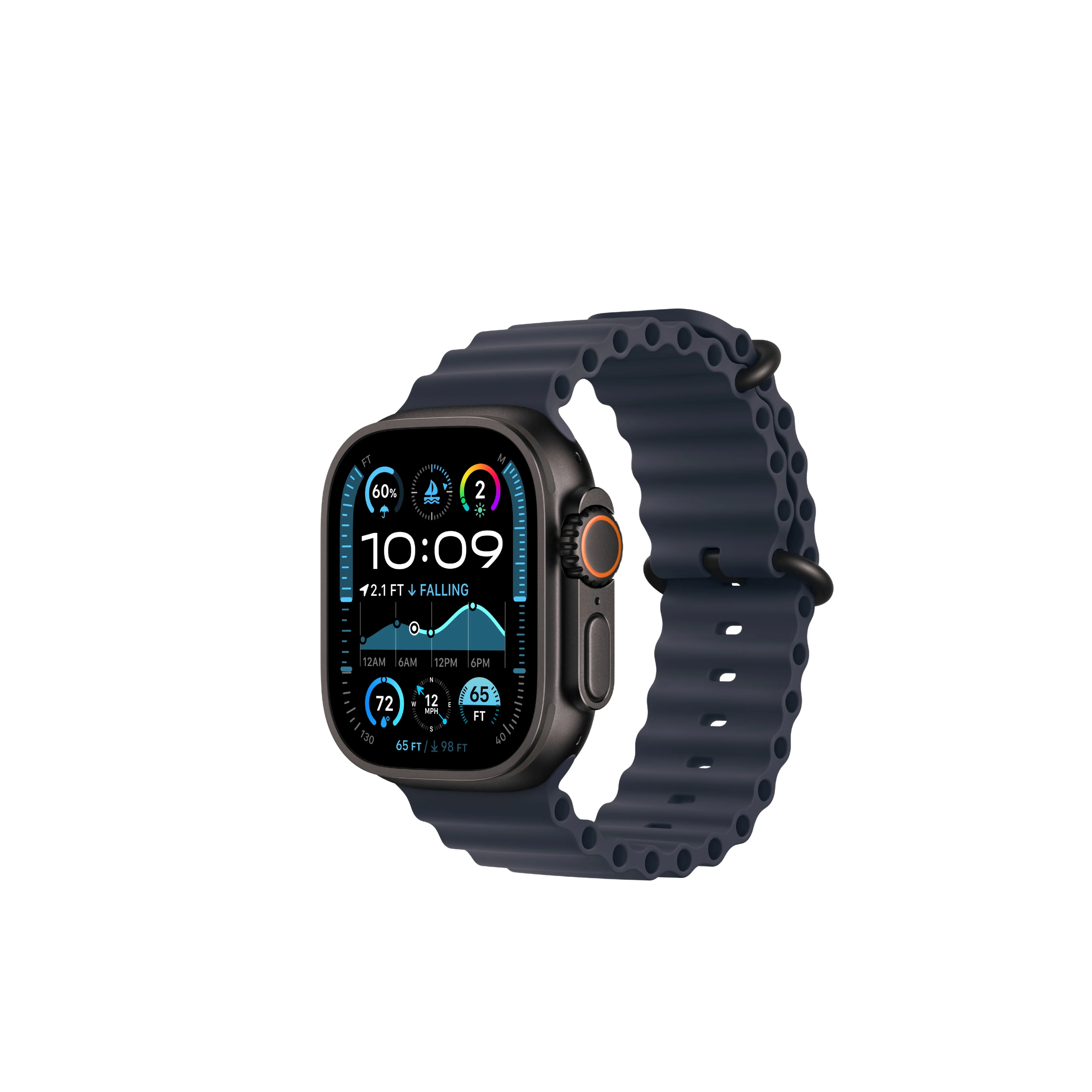 Apple Watch Ultra 2 Black Titanium Case Ocean Band - Image 4