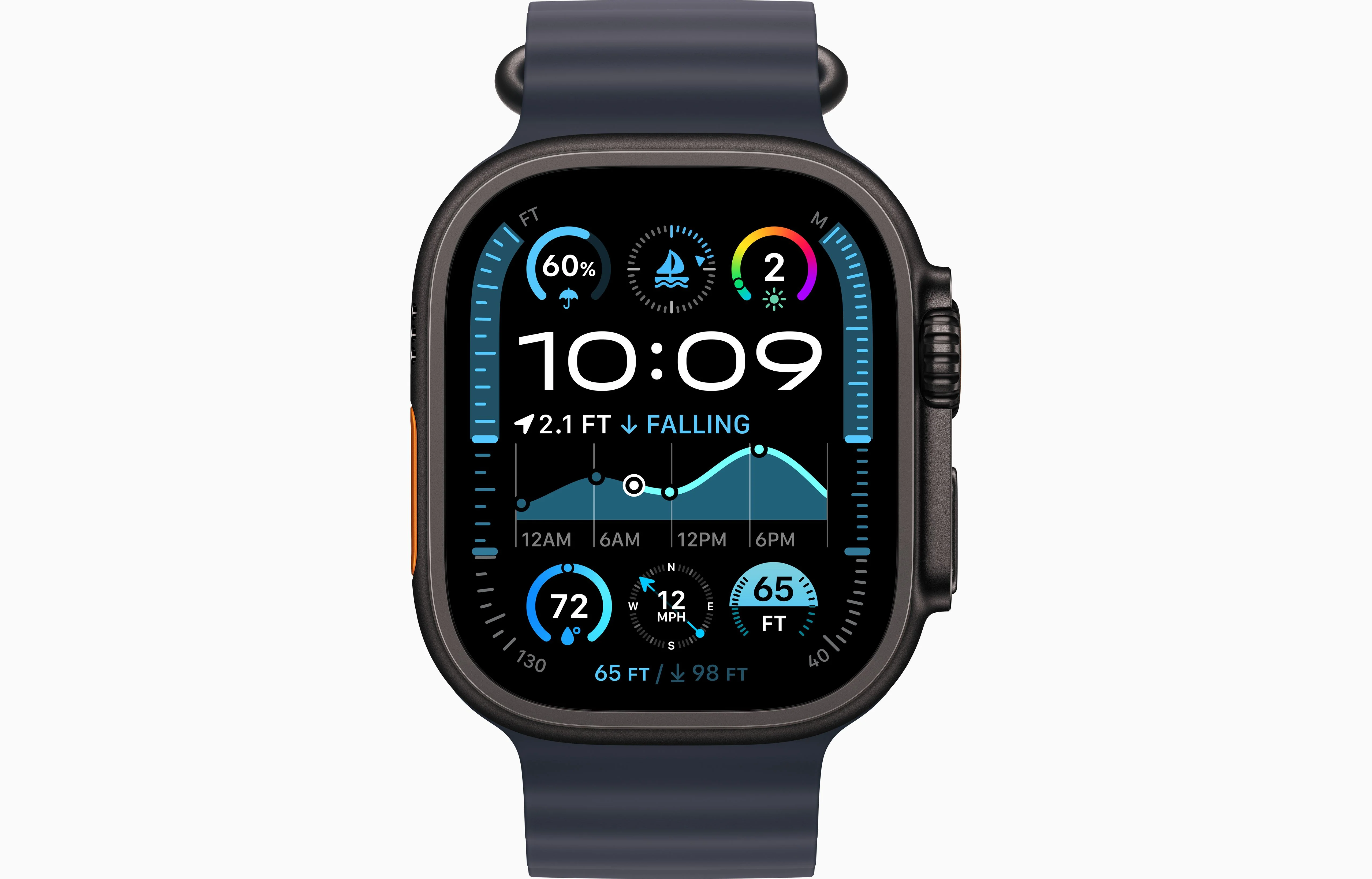 Apple Watch Ultra 2 Black Titanium Case Ocean Band - Image 5